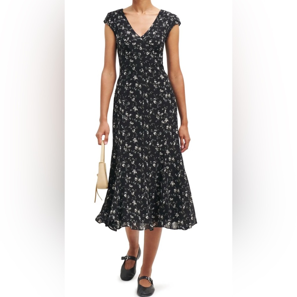 Reformation Black Floral Dress
